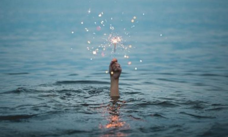 submerged with sparkler